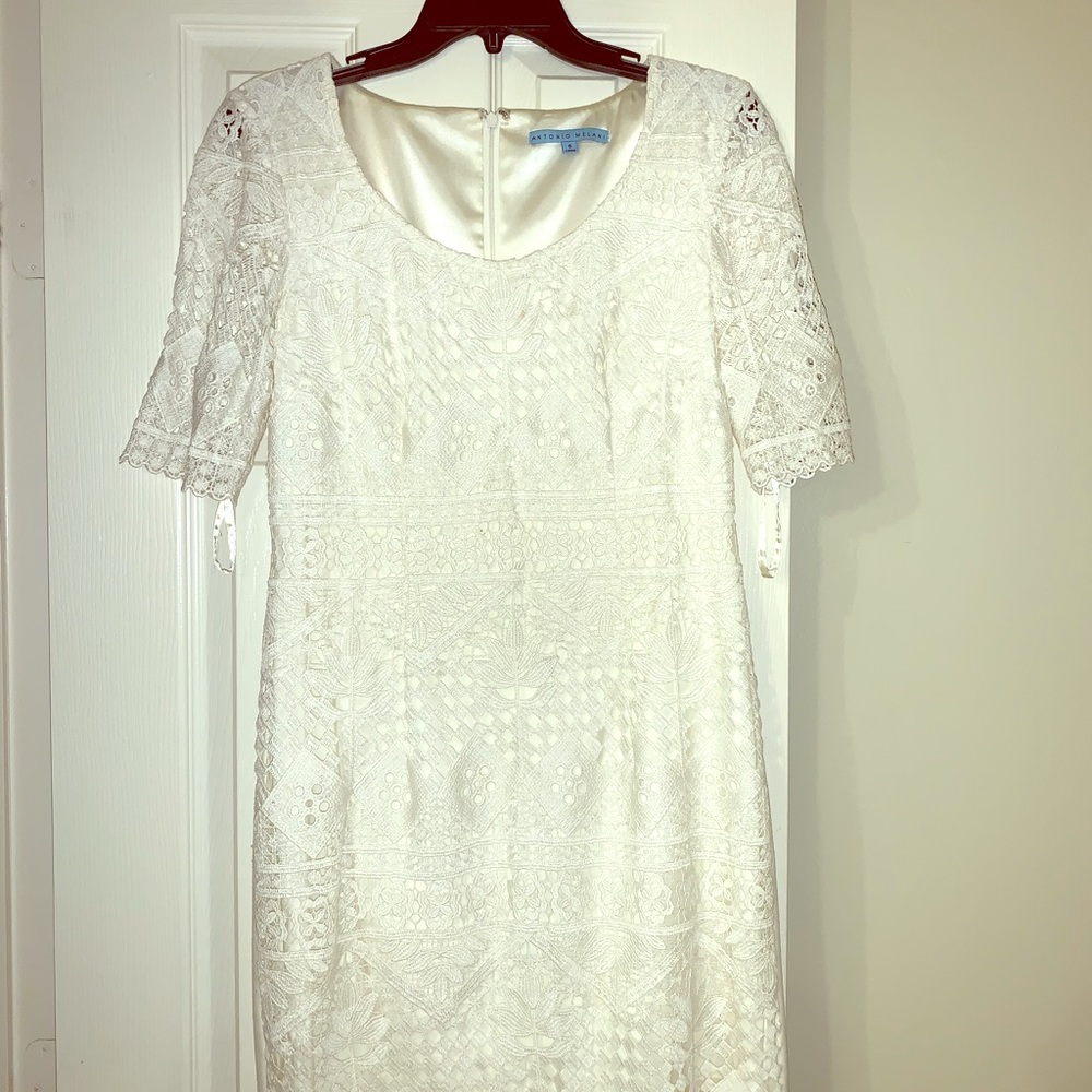 Antonio Melani white lace front dress sz 6